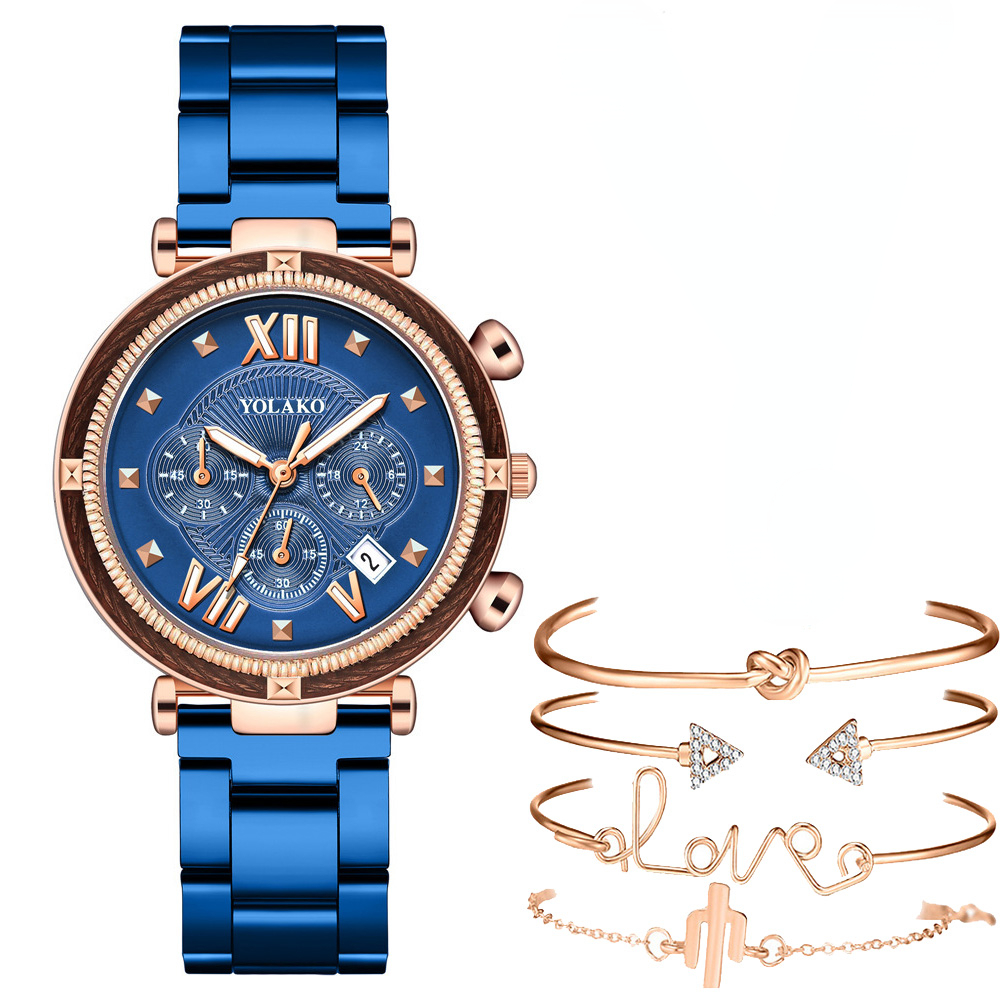 Minimalist Thin Watch - Ensemble de 5 montres bleues Pour